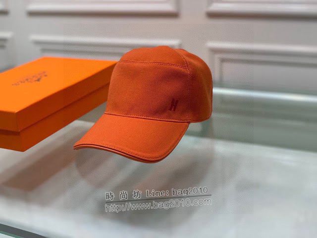Hermes男女同款帽子 愛馬仕經典H橙色棒球帽鴨舌帽  mm1355